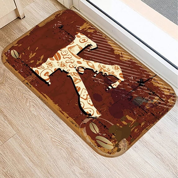 Letter Anti-Slip Doormat Kitchen Mat Coffee Letters Floor Carpet Welcome Rug Bedroom Decor