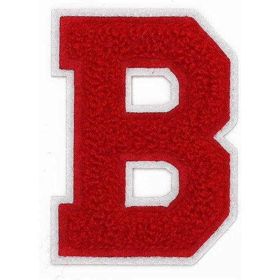 Letter B - 2-1/2" Chenille Stitch Varsity Iron-On Patch by pc, TR-12154 (Red)