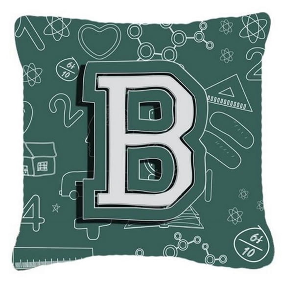 Letter B Back To School Initial Canvas Fabric Decorative Pillow