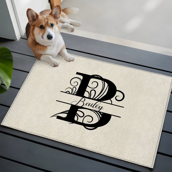 Letter B Bathroom Mat 2x3 FT, Non Slip Small Kitchen Mat, Monogram Words Washable Soft Backed Front Door Throw Rug Non-Shedding Indoor Outdoor Doormat for Entryway Sink