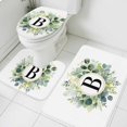 thumbnail image 1 of Letter B Bathroom Rugs Set Alphabet Green Eucalyptus Leaves Plant Simple Non Slip Absorbent Soft Bath Mats 3 Piece Set with Bathroom Rug, U-Shaped Floor Mat, Toilet Seat Cover Large Size, 1 of 9