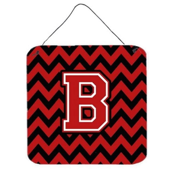Letter B Chevron Black & Red Wall or Door Hanging Prints