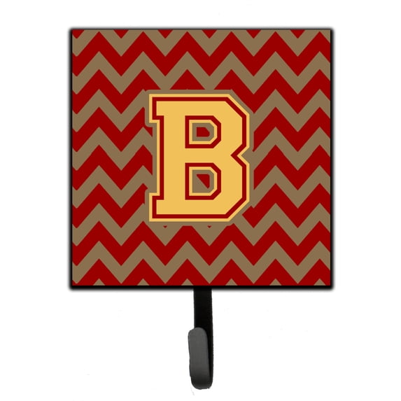 Letter B Chevron Garnet and Gold Leash or Key Holder