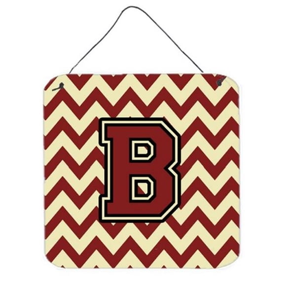 Letter B Chevron Maroon & Gold Wall or Door Hanging Prints