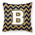thumbnail image 1 of Letter B Chevron Navy Blue and Gold Fabric Decorative Pillow, 1 of 4
