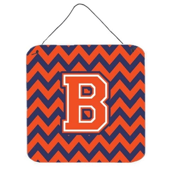 Letter B Chevron Orange & Blue Wall or Door Hanging Prints, 6 x 0.02 x 6 in.