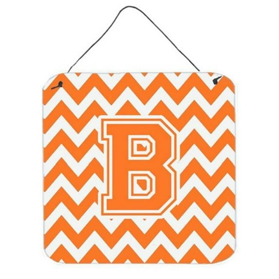 Letter B Chevron Orange & White Wall or Door Hanging Prints