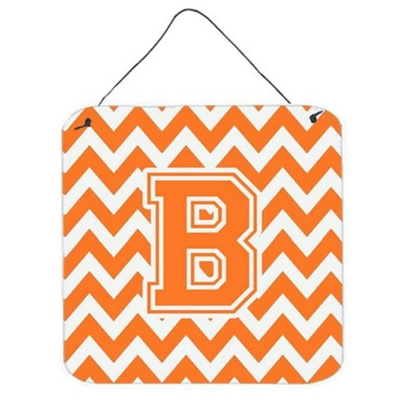 Letter B Chevron Orange & White Wall or Door Hanging Prints
