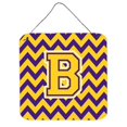 thumbnail image 1 of Letter B Chevron Purple & Gold Wall or Door Hanging Prints, 6 x 0.02 x 6 in., 1 of 1