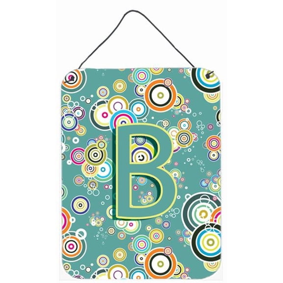 Letter B Circle Circle Teal Initial Alphabet Wall and Door Hanging Prints