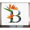 thumbnail image 1 of Ambesonne Letter B Curtains 2 Panel Set, Bird of Paradise B, 108" x 108", Orange Green Grey, 1 of 3