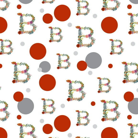 Letter B Floral Monogram Initial Premium Gift Wrap Wrapping Paper Roll