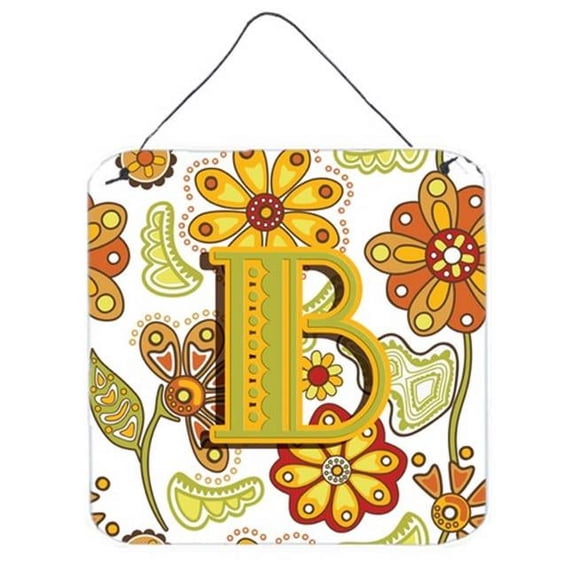 Letter B Floral Mustard And Green Wall and Door Hanging Prints