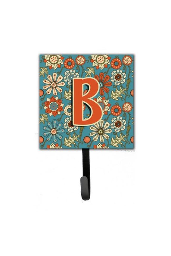 Letter B Flowers Retro Blue Leash & Key Holder