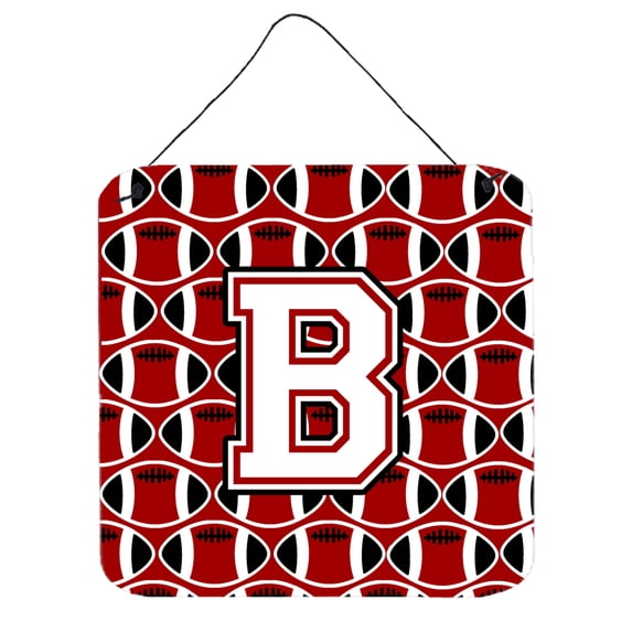 Letter B Football Cardinal and White Wall or Door Hanging Prints