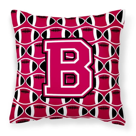 Letter B Football Crimson and White Fabric Decorative Pillow