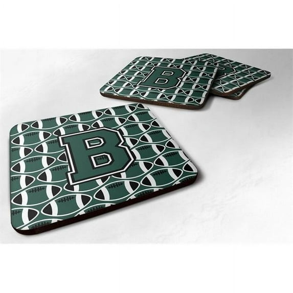 Letter B Football Green & White Foam Coaster