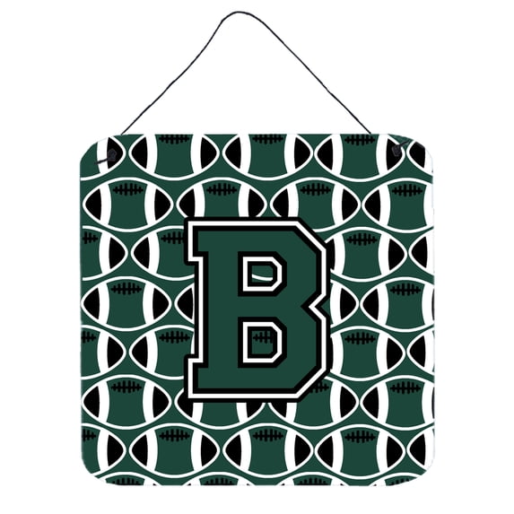 Letter B Football Green and White Wall or Door Hanging Prints