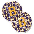 thumbnail image 1 of Letter B Football Purple & Gold Set of 2 Cup Holder Car Coaster, 1 of 1
