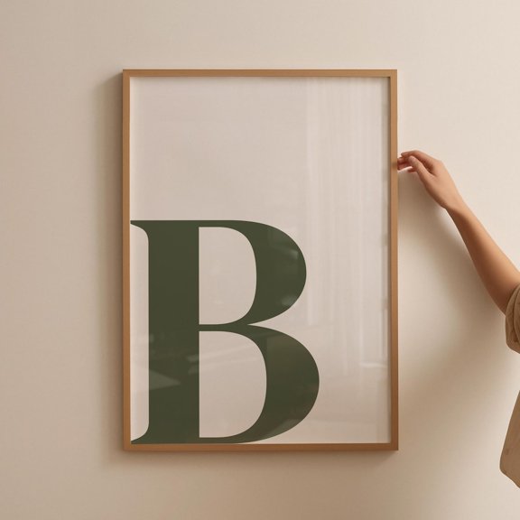 Letter B Green Alphabet Initial Preppy Room Decor Wall Art
