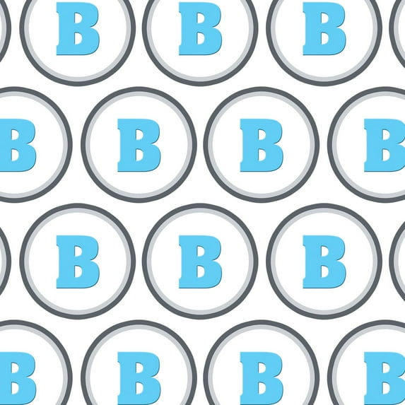 Letter B Initial Baby Boy Block Font Blue Shower Premium Gift Wrap Wrapping Paper Roll