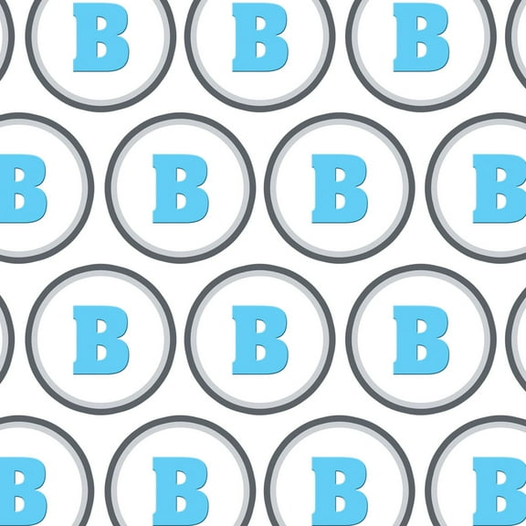 Letter B Initial Baby Boy Block Font Blue Shower Premium Gift Wrap Wrapping Paper Roll