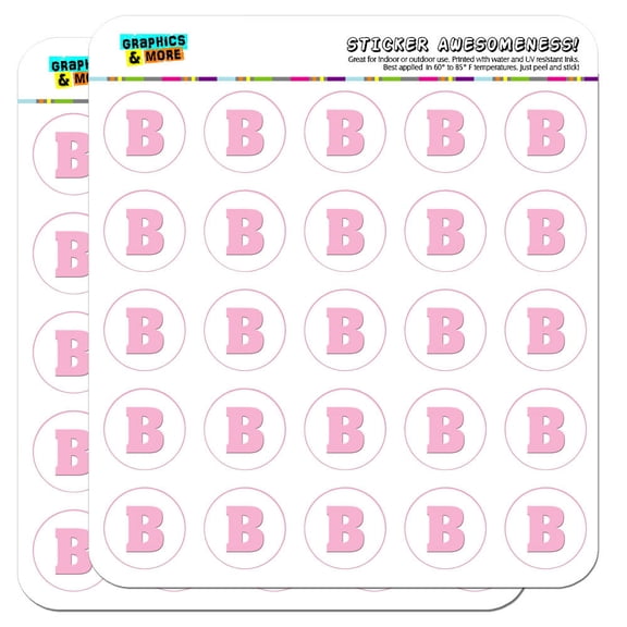 Letter B Initial Baby Girl Block Font Pink Shower 1" Scrapbooking Crafting Stickers