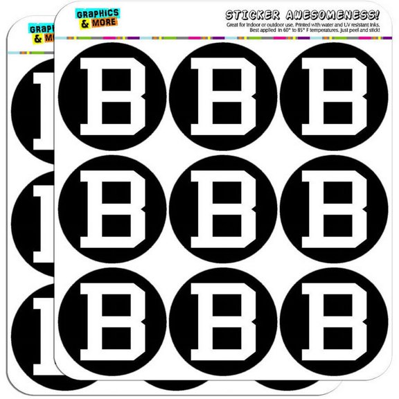 Letter B Initial Black White 18 2" Planner Calendar Scrapbooking Crafting Stickers