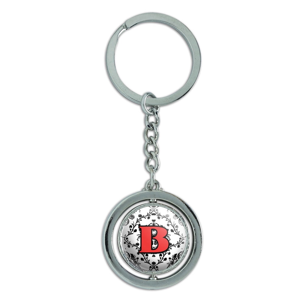 Letter B Initial Damask Elegant Red Black Spinning Circle Metal ...