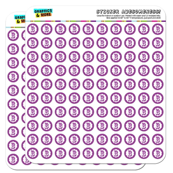 Letter B Initial Flower Purple 1/2" (0.5") Scrapbooking Crafting Stickers