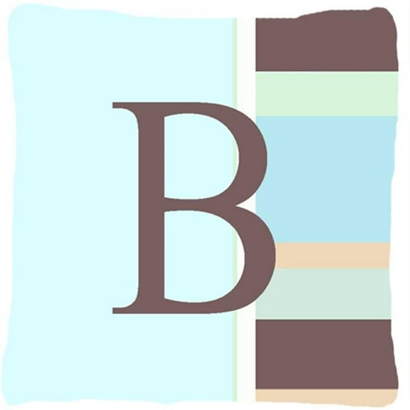 Letter B Initial Monogram - Blue Stripes Indoor & Outdoor Fabric Decorative Pillow