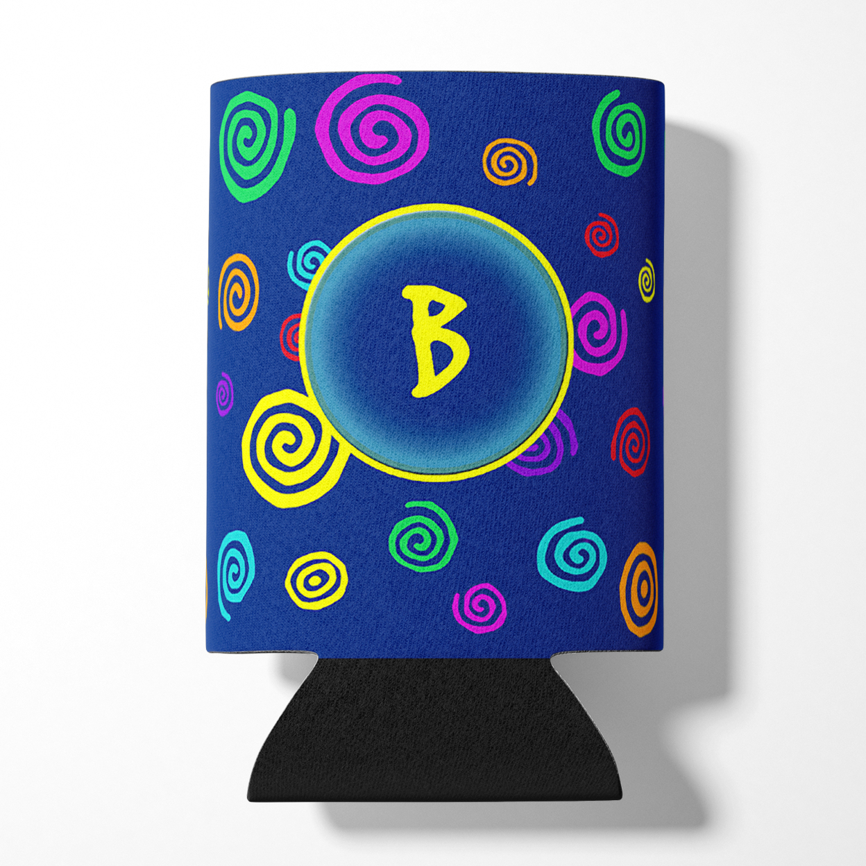 Letter B Initial Monogram - Blue Swirls Can or Bottle Beverage Insulator Hugger