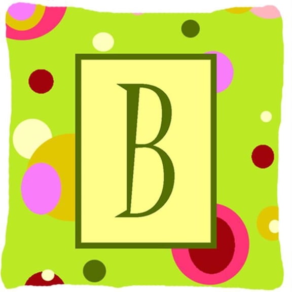 Letter B Initial Monogram - Green Decorative Indoor & Outdoor Fabric Pillow