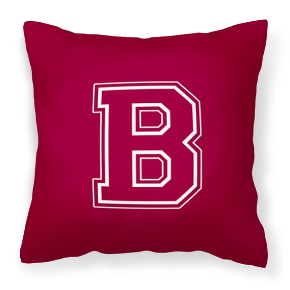 Letter B Initial Monogram - Maroon and White Fabric Decorative Pillow
