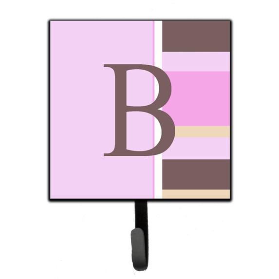 Letter B Initial Monogram - Pink Stripes Leash or Key Holder