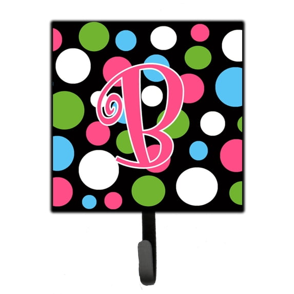 Letter B Initial Monogram - Polkadots and Pink Leash or Key Holder