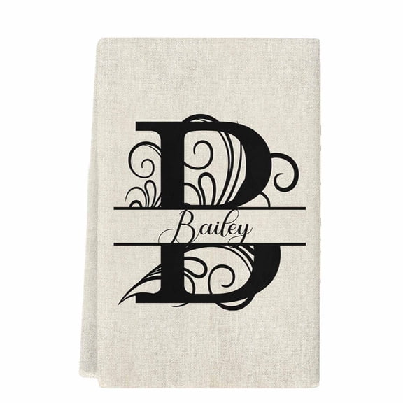 Letter B Kitchen Towels Set of 1, Absorbent Microfiber Dish Tea Towels with Hanging Loop, Monogram Words Resuable Hand Towel for Home Kitchen Cooking Cleaning 18"x28"