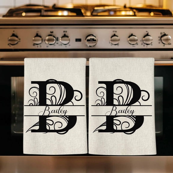 Letter B Kitchen Towels Set of 1, Monogram Words Absorbent Dish Towels for Kitchen, Microfiber Hand Towel, Quick Drying Tea Towel for Cleaning Decorative Dishcloths