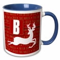 thumbnail image 1 of 3drose, Letter B Monogram Christmas White Reindeer Deck the Halls Theme, 15oz Two-tone Blue Mug, 1 of 6