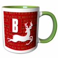 thumbnail image 1 of 3drose, Letter B Monogram Christmas White Reindeer Deck the Halls Theme, 15oz Two-tone Green Mug, 1 of 6