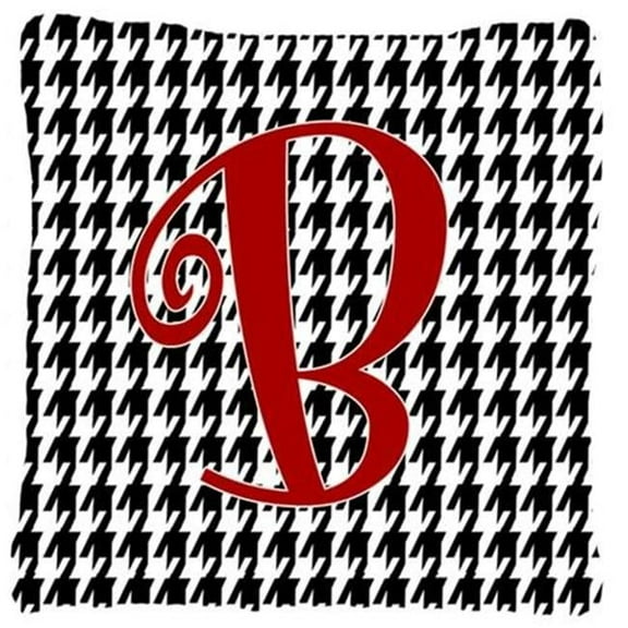Letter B Monogram - Houndstooth Black Decorative Indoor & Outdoor Fabric Pillow