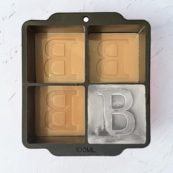 Letter B Monogram Ice Cube Mold Custom 2 Inch Big Initials Silicone Tray Gifts for DAD Him