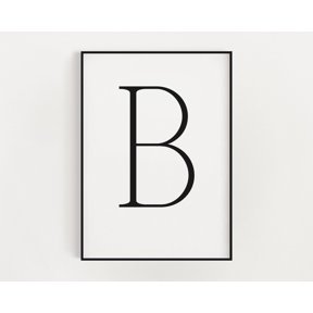 Letter B Monogram Typography Initial Modern Home Wall Art Poster Decor