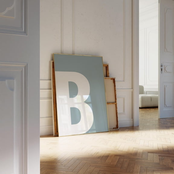 Letter B Print, Baby Blue Alphabet Print, Room Decor Home Decor #2716, 8x12 UNFRAMED