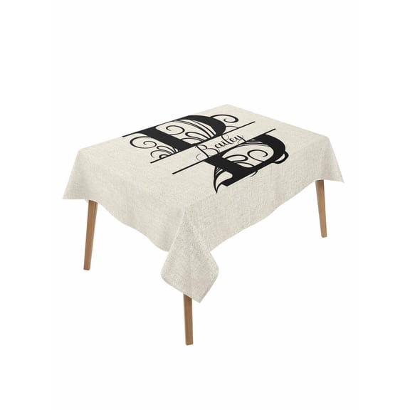 Letter B Rectangle Tablecloth, Monogram Words Waterproof & StainResistant Tablecloth, Washable Oil-proof Table Cover for Dining/Party/Wedding/Camping/Buffet 52x70 In
