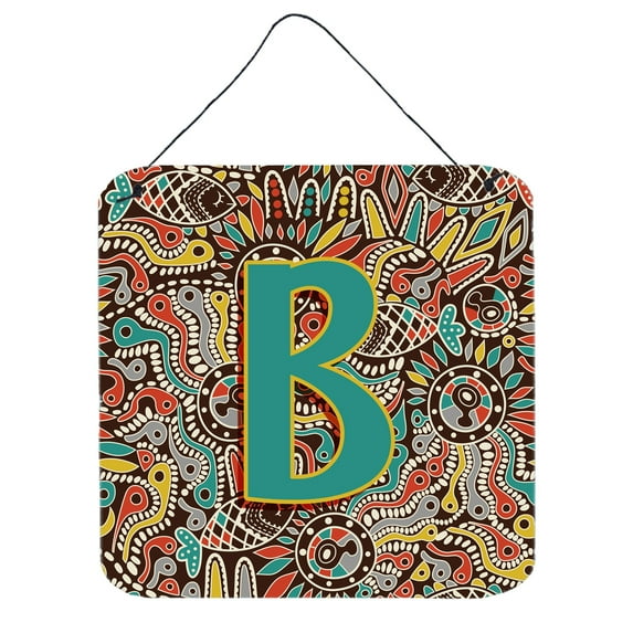 Letter B Retro Tribal Alphabet Initial Wall or Door Hanging Prints