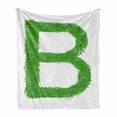 thumbnail image 1 of Letter B Soft Flannel Fleece Blanket, Kids Baby Boys Children Capital B Name Fresh Growth Environment Ecology Concept, Cozy Plush for Indoor and Outdoor Use, 50" x 70", Green White, by Ambesonne, 1 of 6