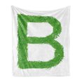 thumbnail image 1 of Letter B Soft Flannel Fleece Blanket, Kids Baby Boys Children Capital B Name Fresh Growth Environment Ecology Concept, Cozy Plush for Indoor and Outdoor Use, 70" x 90", Green White, by Ambesonne, 1 of 5