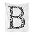 thumbnail image 1 of Letter B Soft Flannel Fleece Throw Blanket, Black and White Abstract Swirls Classic Design Alphabet Uppercase B Print, Cozy Plush for Indoor and Outdoor Use, 50" x 60", Black White, by Ambesonne, 1 of 6