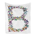 thumbnail image 1 of Letter B Soft Flannel Fleece Throw Blanket, Exoticism Beauty Fragility Theme Springtime Creatures Forming Letter B Feminine, Cozy Plush for Indoor and Outdoor Use, 70" x 90", Multicolor, by Ambesonne, 1 of 5